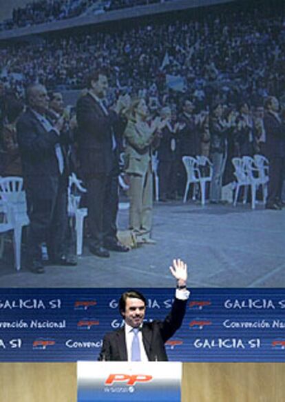 El presidente del Gobierno, durante su intervención en la covención nacional del PP en Santiago de Compostela.