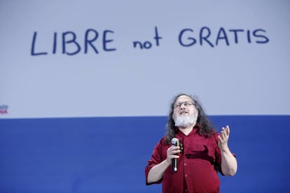 Richard Stallman, presidente de la Fundación para el software libre, hoy en RETINA.