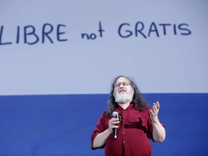 Richard Stallman, presidente de la Fundación para el software libre, hoy en RETINA.