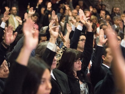 Una sesión del Consejo Universitario de la UNAM en febrero de 2020.