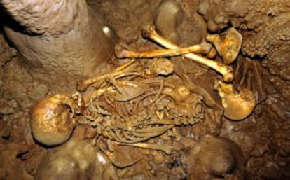 El esqueleto de la Bra&ntilde;a 1, un cazador recolector de hace unos 7.000 a&ntilde;os, descubierto en le&oacute;n.
 