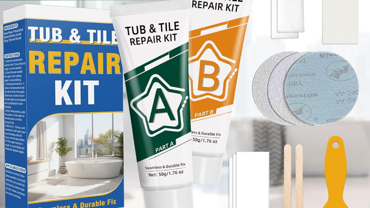 Este kit reparador de baldosas y grietas es resistente al agua y a cambios de temperatura.