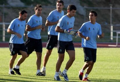 Eladio, durante un entrenamiento con el Alcorcón.