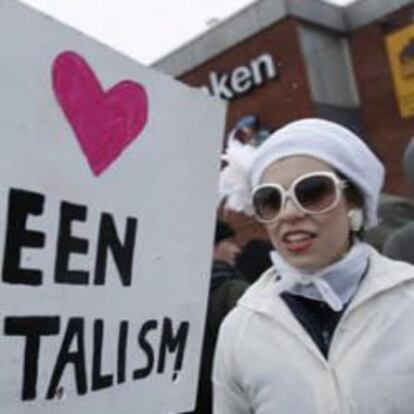 Manifestantes en las calles de Copenhaguen