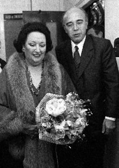 Montserrat Caballé con Joan A. Maragall en el Círculo del Liceo.