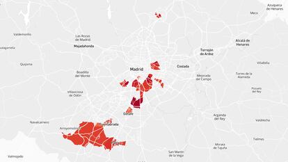 Zonas confinadas en Madrid