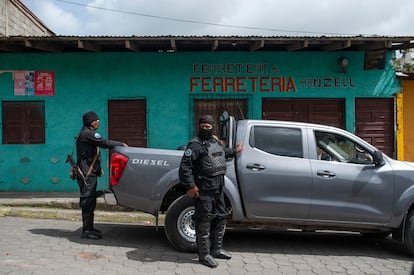 Heavily-armed police surveil the streets in the Nicaraguan city of Jinotega.