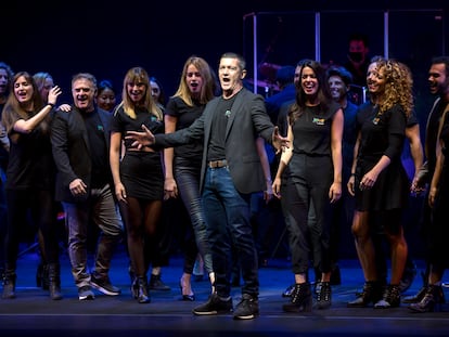 Antonio Banderas, en un momento del musical 'Company', en el Teatro del Soho de Málaga.