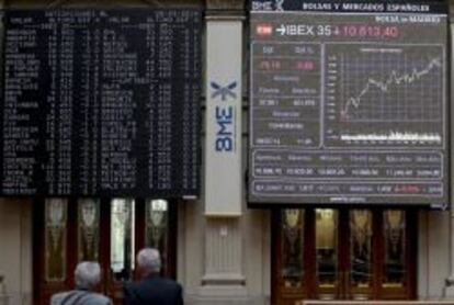 Vista del panel de la Bolsa de Madrid 