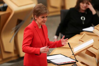 La ministra principal de Escocia, Nicola Sturgeon, en el Parlamento de Edimburgo el pasado 19 de enero.