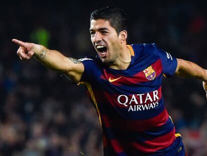 Luis Suárez celebra un dels seus gols davant l'Eibar.