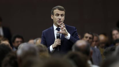 El presidente francés, Emmanuel Macron, durante una reunión del