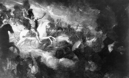 Destrucción de la bestia y el falso profeta. Benjamin West (1804)