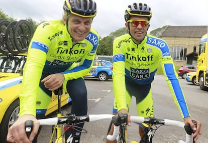 Contador, junto a Oleg Tinkov, en julio de 2014.