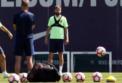 Piqué, durante una sesión de la semana pasada.