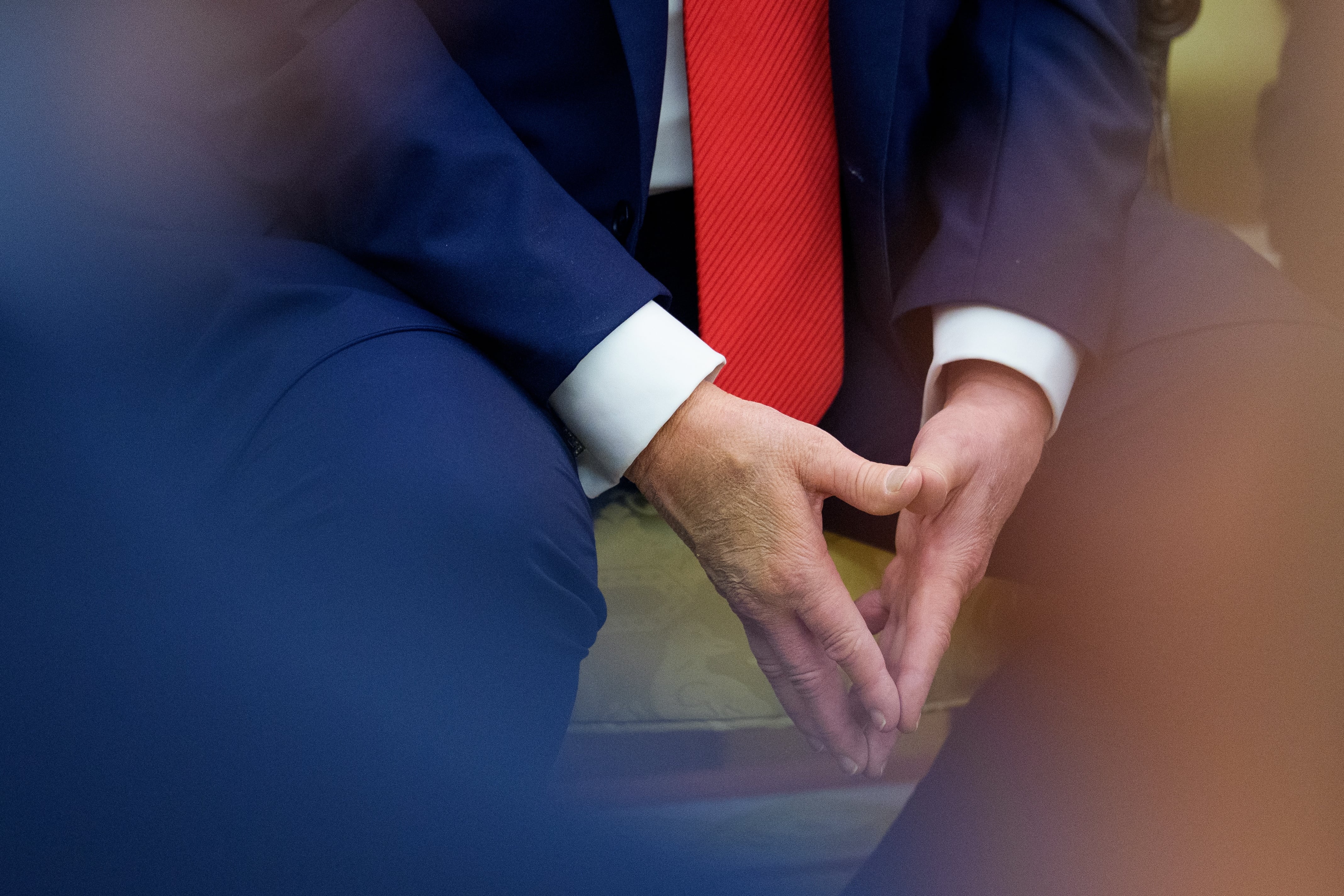 Detalle de las manos del presidente de EE UU, Donald Trump, este miércoles en la Casa Blanca.