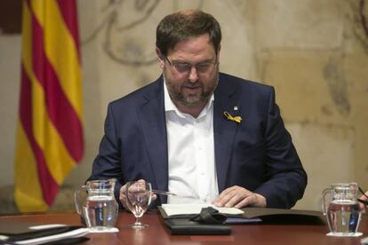 Oriol Junqueras, aquest dimarts en una reunió del Govern.