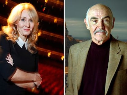La escritora J. K. Rowling y el actor Sean Connery.