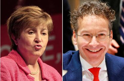 El expresidente holandés del Eurogrupo Jeroen Dijsselbloem y la directora ejecutiva del Banco Mundial, la búlgara Kristalina Georgieva.