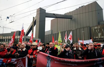 Protesta de trabajadores en Alemania.