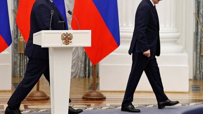 Viktor Orbán y Vladímir Putin, este viernes en Moscú.