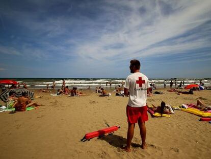 A lifeguard at Malvarrosa beach in Valencia.
