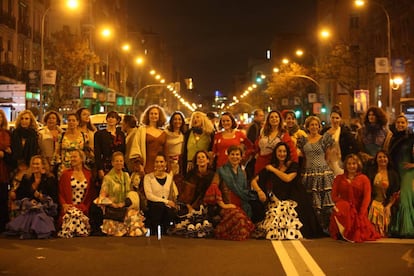 Las mujeres de Pilar Albarracín en Madrid en su 'performance' flamenca.