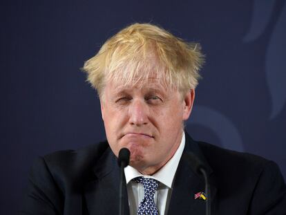 Boris Johnson, el jueves, durante una visita a la localidad de Blackpool (Reino Unido).