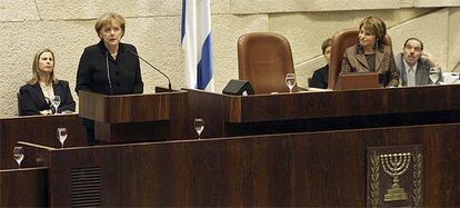 Angela Merkel, durante su intervención ante el Parlamento israelí.