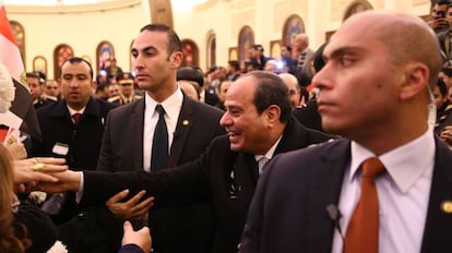 El presidente de Egipto, Abdelfatá al Sisi, durante la inauguración de la catedral de la Natividad, en El Cairo, el pasado 6 de enero.