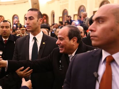 El presidente de Egipto, Abdelfatá al Sisi, durante la inauguración de la catedral de la Natividad, en El Cairo, el pasado 6 de enero.