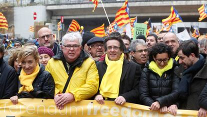 El expresidente de Cataluña Carles Puigdemont durante la manifestación.