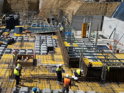 Construction workers in the southern Spanish city of Seville.