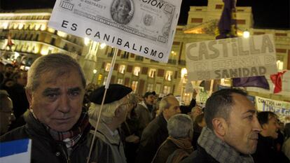 Manifestación de trabajadores de la sanidad pública madrileña contra la privatización del sector.