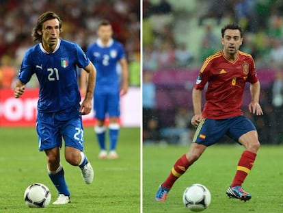 Pirlo y Xavi, dos de los jugadores más representativos en sus selecciones.