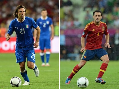 Pirlo y Xavi, dos de los jugadores más representativos en sus selecciones. 