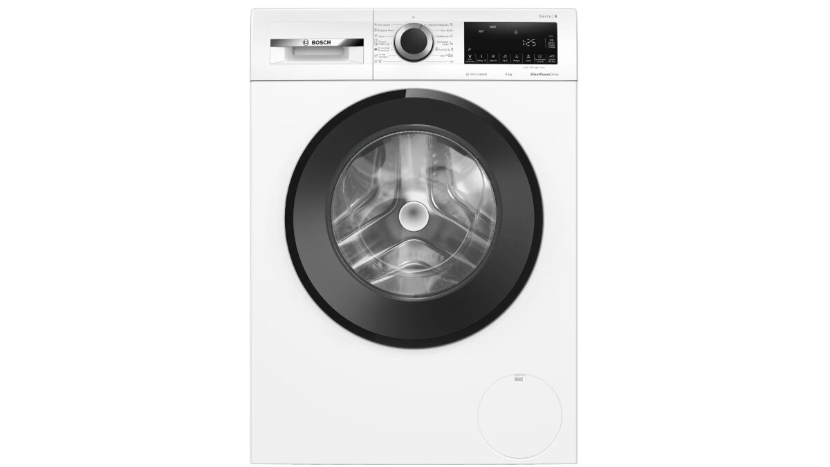 Lavadora de carga frontal de 9 kg Serie 6, de Bosch.