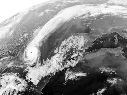 A satellite image of Tropical Storm Ophelia.