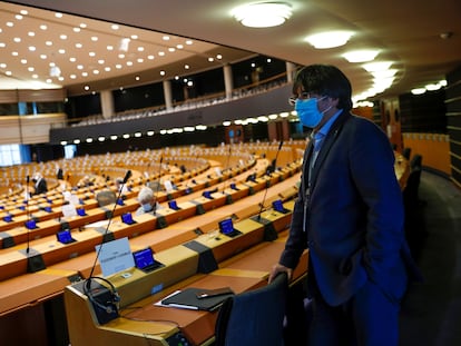 Carles Puigdemont, el lunes, en el Parlamento Europeo.