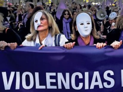Women march against gender violence in Madrid on November 7.