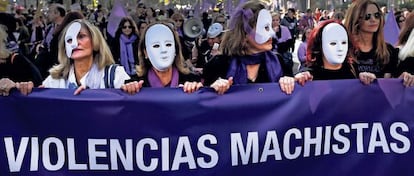 Women march against gender violence in Madrid on November 7.