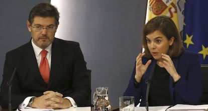 El ministre de Justícia i la vicepresidenta del Govern espanyol, aquest divendres.