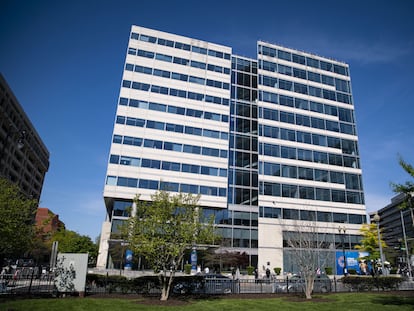 La sede del Fondo Monetario Internacional, en Washington (Estados Unidos), el 20 de abril de 2022.