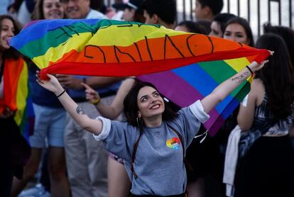 Una de las participantes de la marcha.