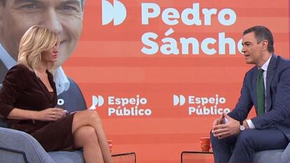 Pedro Sánchez, durante la entrevista en 'Espejo público' de Antena 3, este jueves.