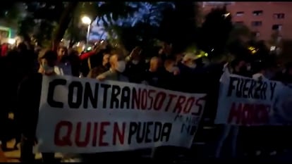 Imagen de la concentración contra menores migrantes San Blas organizada en el barrio de San Blas el pasado 14 de octubre, difundida por SOS Racismo.