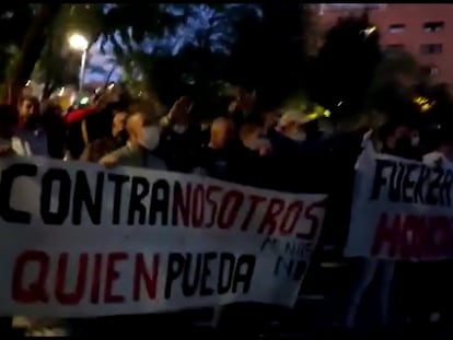Imagen de la protesta de San Blas, difundida por SOS Racismo Madrid.