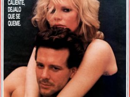 Mickey Rourke y Kim Basinger en el cartel de Nueve semanas y media.