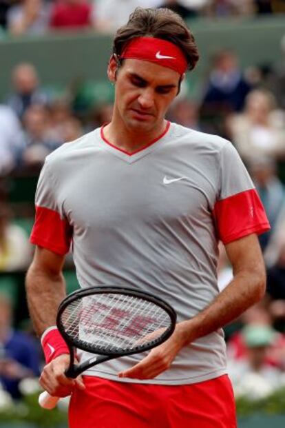 Roger Federer, durante su partido ante Gulbis