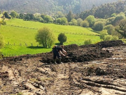 Toma de muestras realizada por organizaciones ecologistas en los lodos t&oacute;xicos esparcidos por As Pontes y As Somozas.